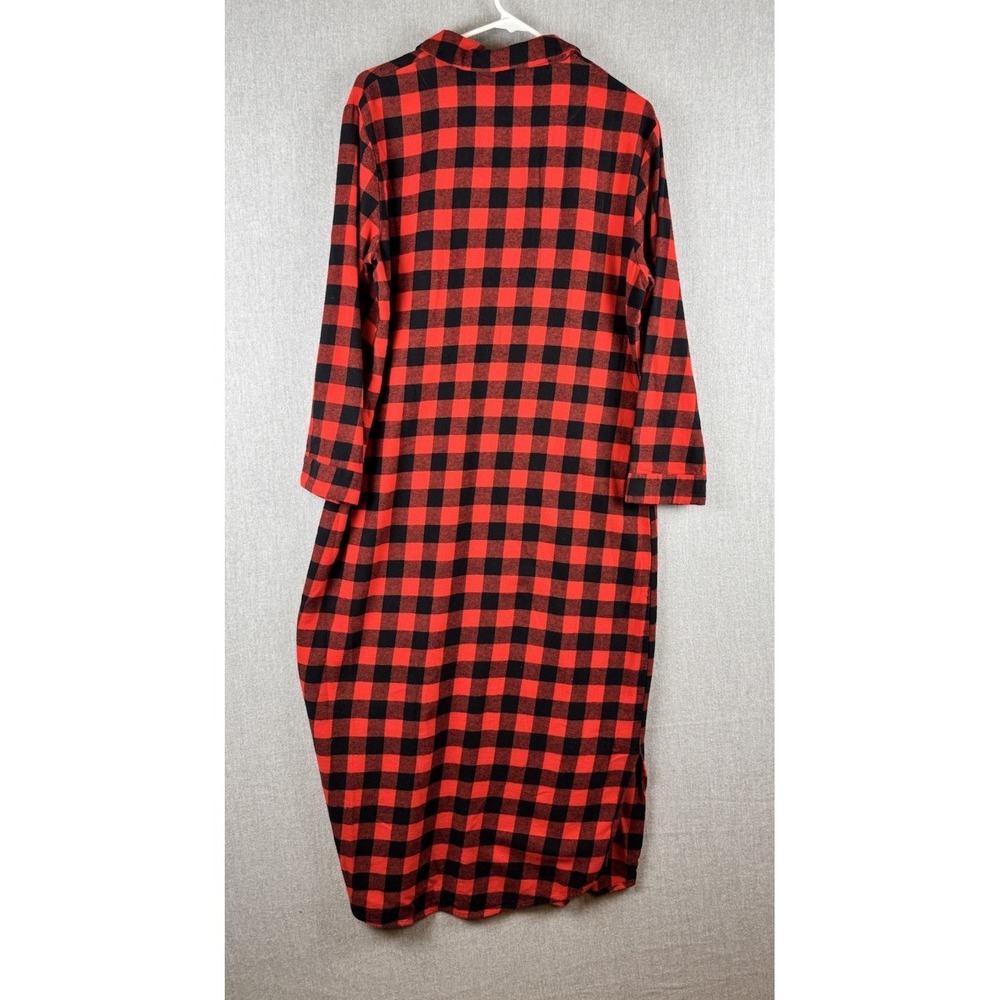 Latuza Buffalo Plaid‎ Flannel Nightgown Dress Red Black Cotton Medium - Picture 7 of 14